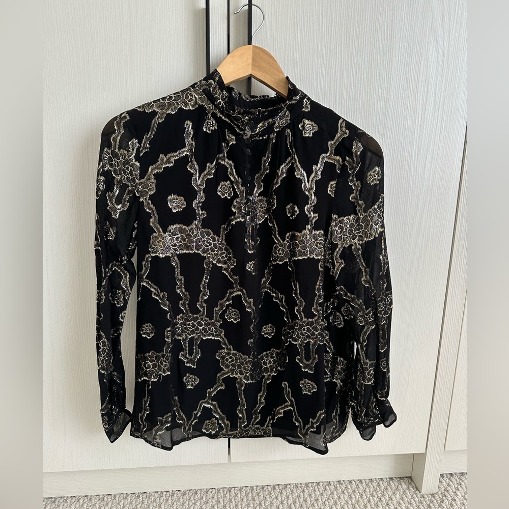 Ba&sh Lame Floral Lace Blouse